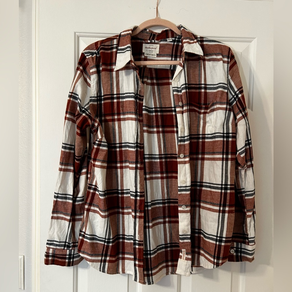 Burnt orange and white flannel